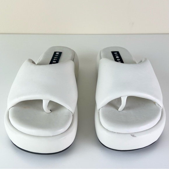 NEW SIMON MILLER IVORY PLATFORM SLIDE SANDALS - Picture 8 of 11